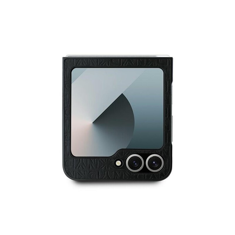 Husa piele Samsung Galaxy Z Flip6 DKNY Leather Repeat Pattern Stack Logo, negru, DKHCZF6PSHRPSK