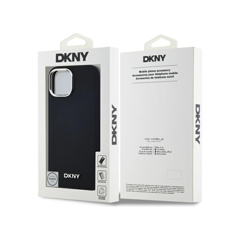 Husa iPhone 15 Plus DKNY Hardcase Plain Logo MagSafe, negru, DKHMP15MPSCMCLK