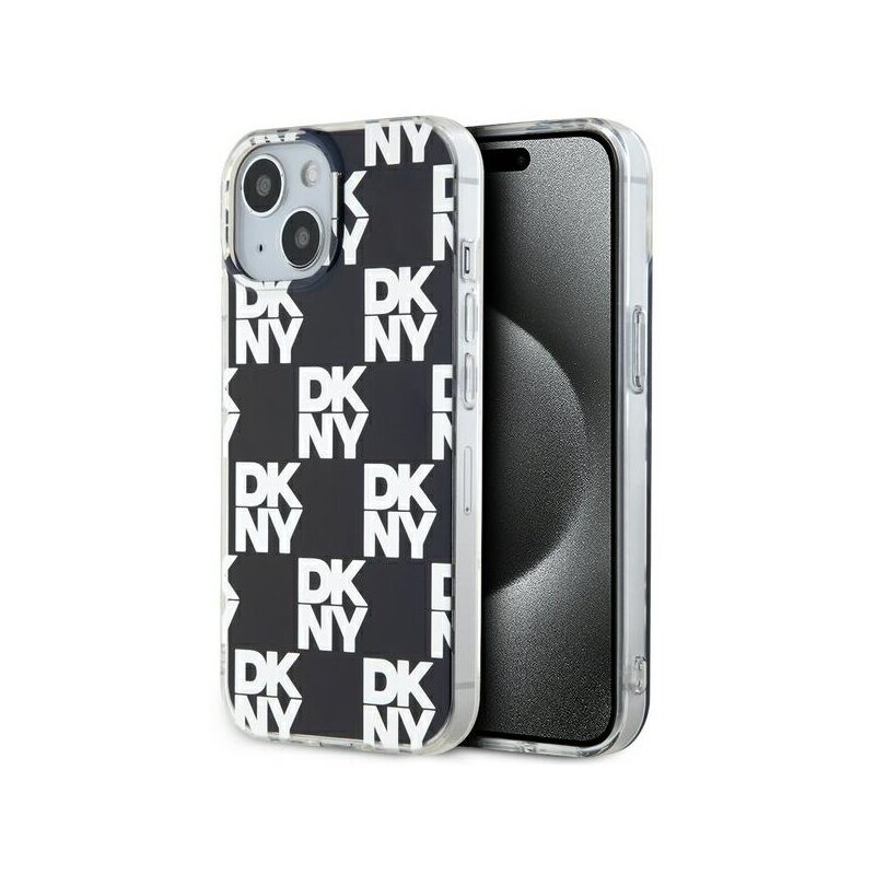 Husa iPhone 15 DKNY IML Checkered Mono Pattern, negru, DKHCP15SHDLCEK