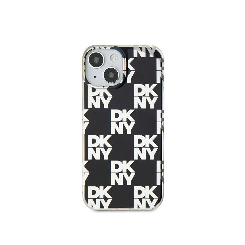 Husa iPhone 15 DKNY IML Checkered Mono Pattern, negru, DKHCP15SHDLCEK