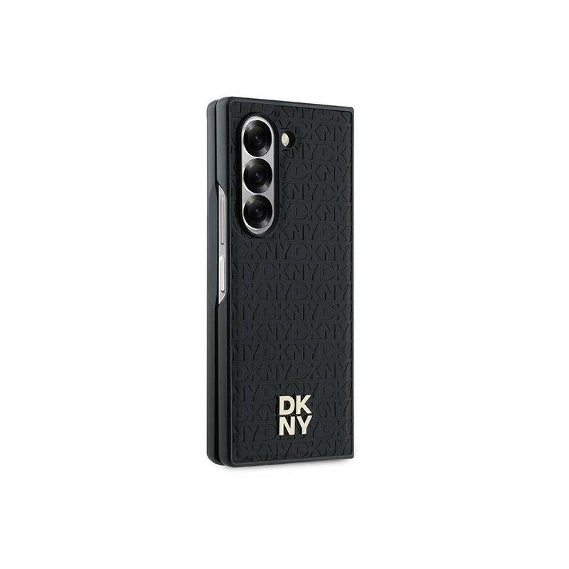 Husa piele Samsung Galaxy Z Fold6 DKNY Leather Repeat Pattern Stack Logo, negru, DKHMZFD6PSHRPSK