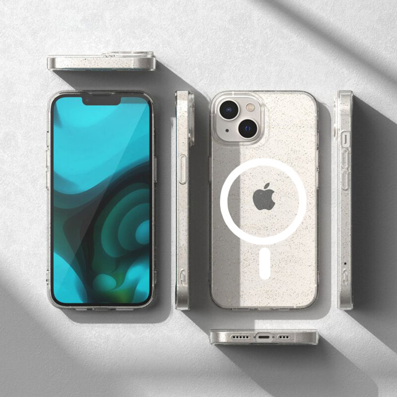 Husa sclipici iPhone 16 Plus Techsuit SparkleSkin MagSafe, transparenta