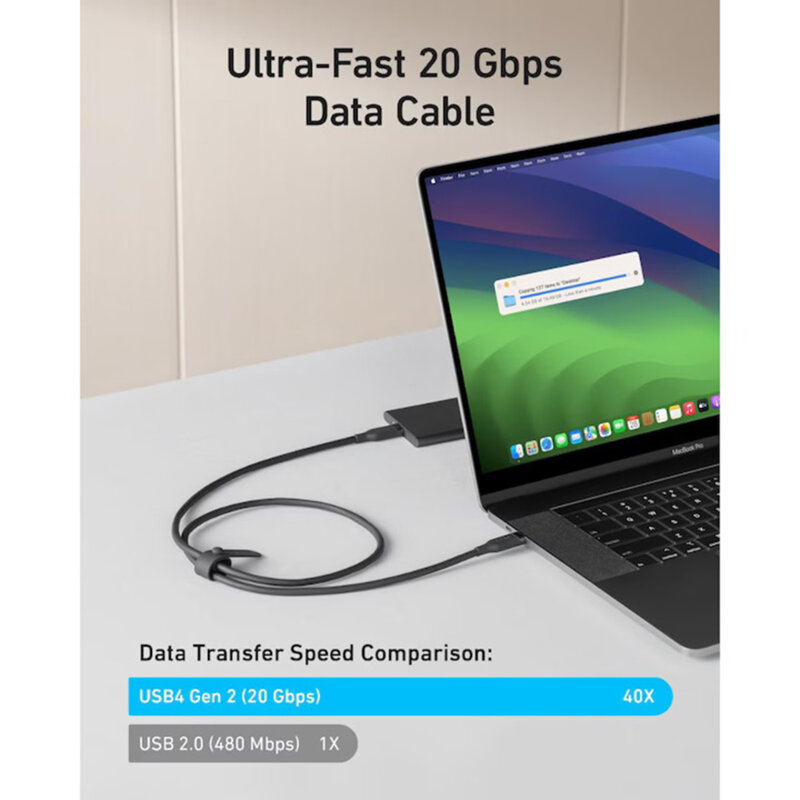 Cablu video USB-C 4K UHD Display, 20Gbps, 240W Anker, A80N1H11