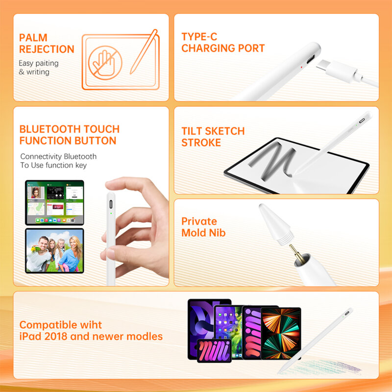 Stylus pen activ iPad, Palm Rejection Techsuit AC10-CP, alb