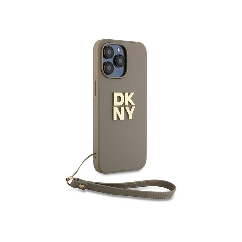 Husa iPhone 15 Pro DKNY Hardcase Wrist Strap Stock Logo, maro, DKHCP15LPBSWSE