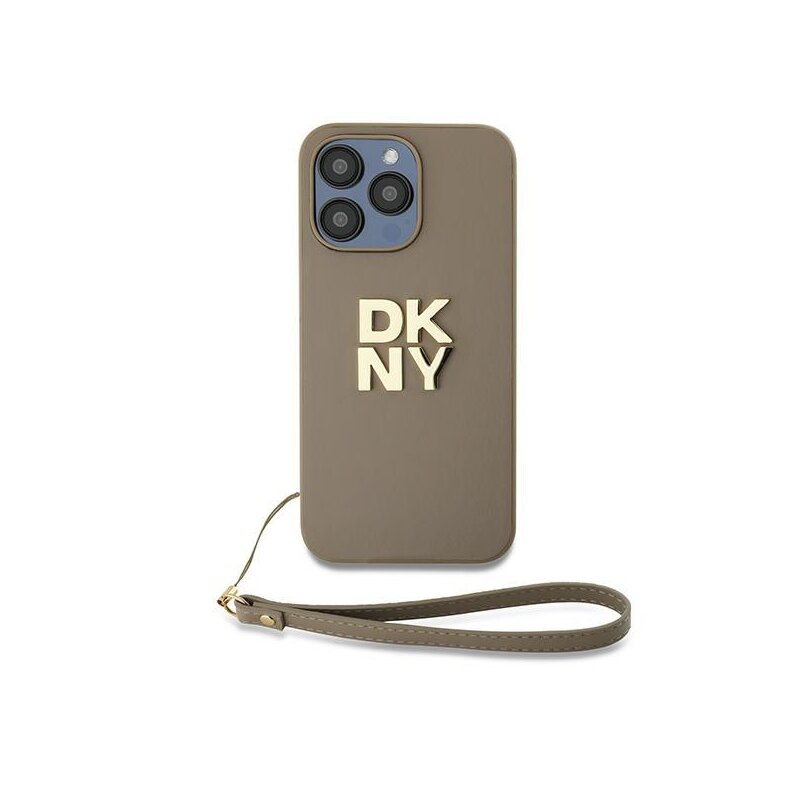 Husa iPhone 15 Pro DKNY Hardcase Wrist Strap Stock Logo, maro, DKHCP15LPBSWSE