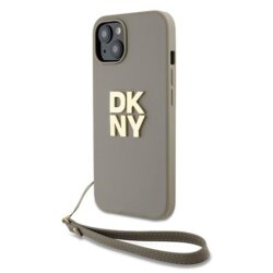 Husa iPhone 15 Plus DKNY Hardcase Wrist Strap Stock Logo, maro, DKHCP15MPBSWSE