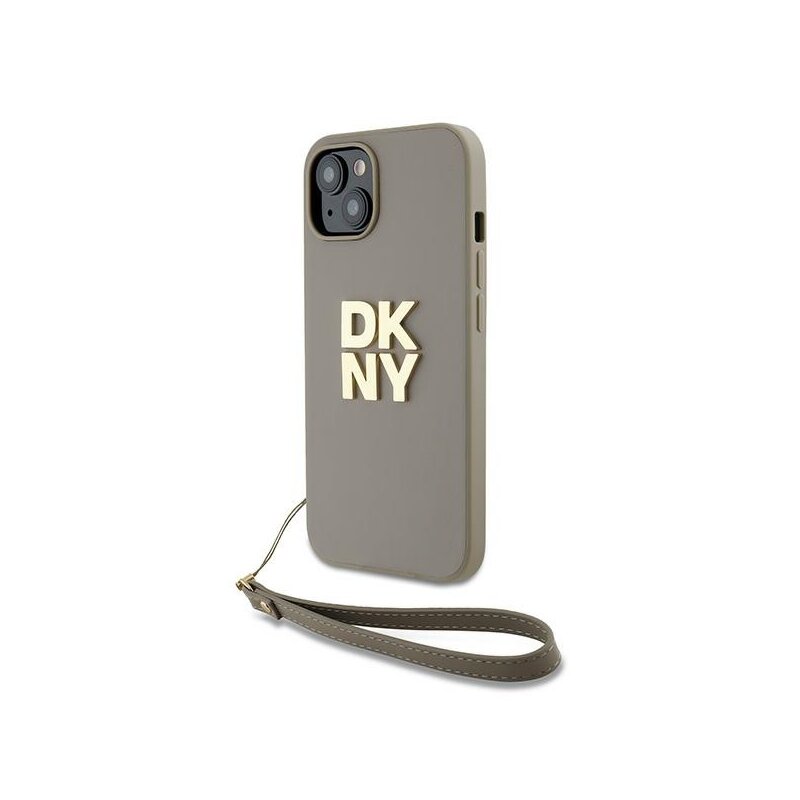 Husa iPhone 15 Plus DKNY Hardcase Wrist Strap Stock Logo, maro, DKHCP15MPBSWSE