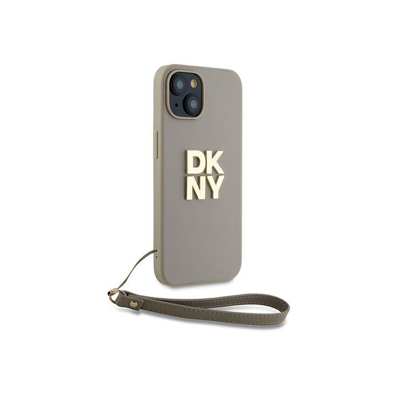 Husa iPhone 15 Plus DKNY Hardcase Wrist Strap Stock Logo, maro, DKHCP15MPBSWSE