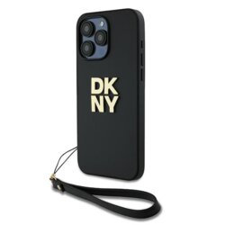Husa iPhone 15 Pro Max DKNY Hardcase Wrist Strap Stock Logo, negru, DKHCP15XPBSWSK