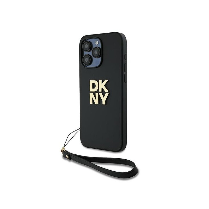 Husa iPhone 15 Pro Max DKNY Hardcase Wrist Strap Stock Logo, negru, DKHCP15XPBSWSK