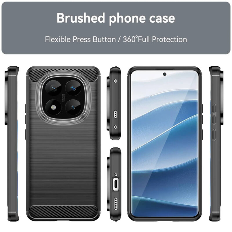 Husa Xiaomi Redmi Note 14 Pro+ 5G Techsuit Carbon Silicone, albastru