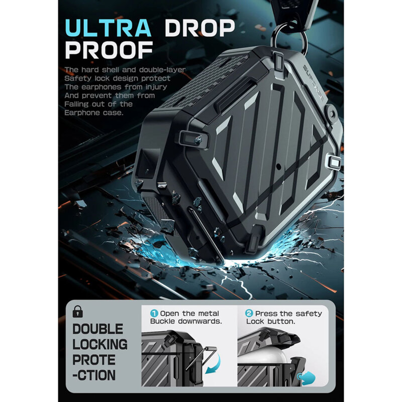 Husa Apple AirPods 4 Supcase Unicorn Beetle Pro, negru