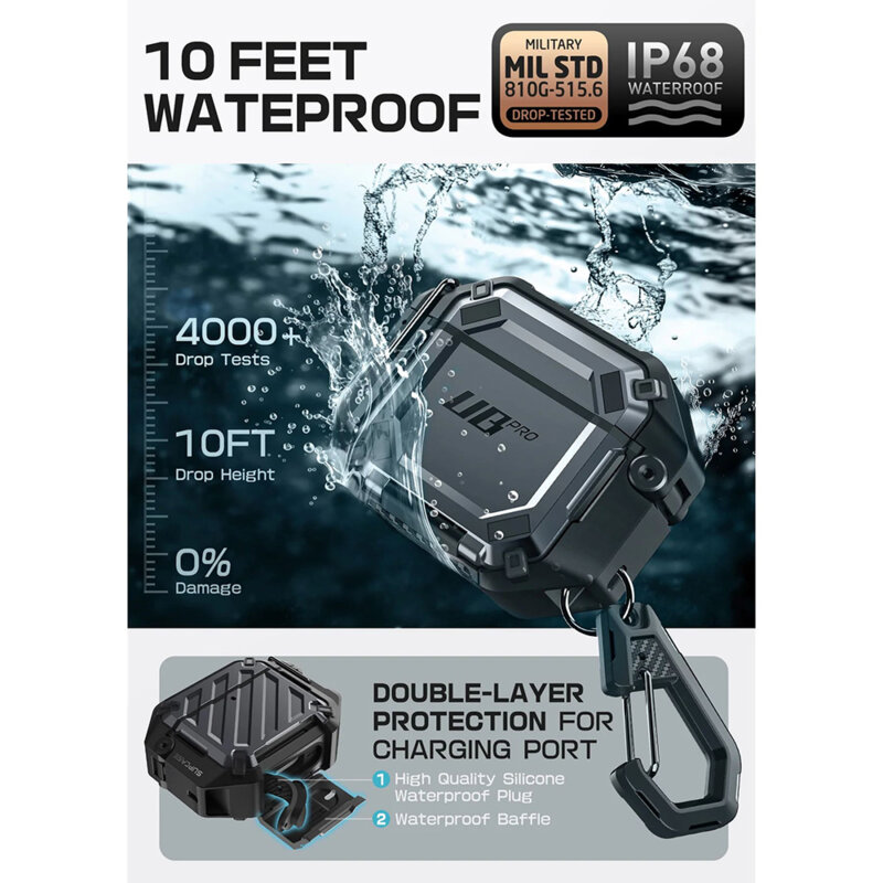 Husa Apple AirPods 4 Supcase Unicorn Beetle Pro, negru