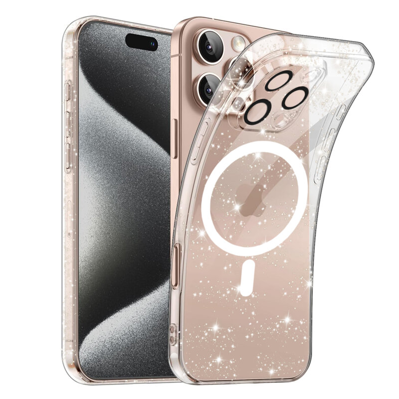 Husa sclipici iPhone 16 Pro Max Techsuit SparkleSkin MagSafe, transparenta