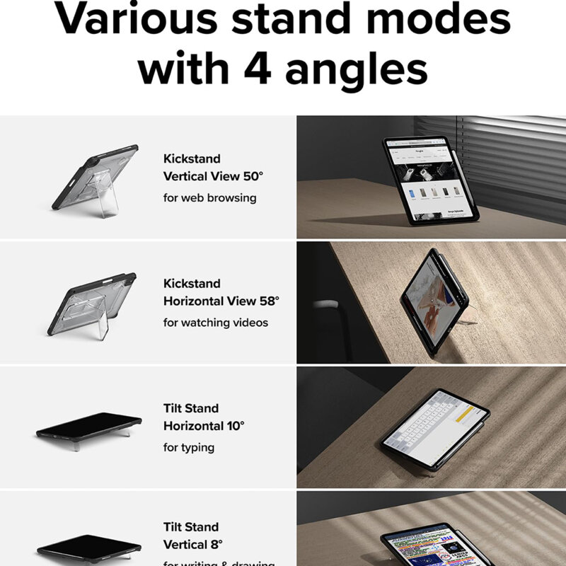 Husa iPad Pro 11 (2024) Ringke Fusion Sketch Stand, negru