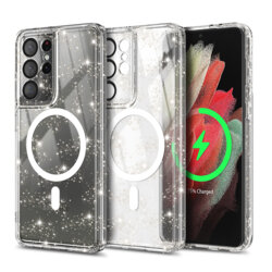 Husa sclipici Samsung Galaxy S21 Ultra 5G Techsuit SparkleSkin MagSafe, transparenta