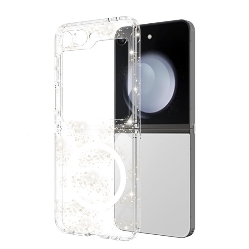 Husa sclipici Samsung Galaxy Z Flip6 Techsuit SparkleSkin MagSafe, transparenta