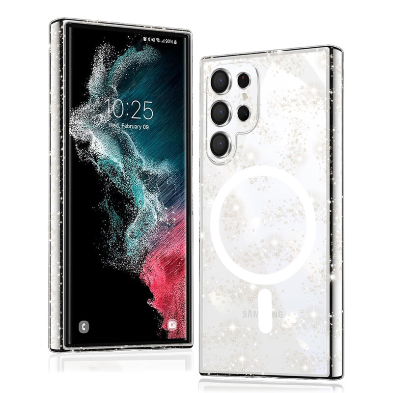 Husa sclipici Samsung Galaxy S22 Ultra 5G Techsuit SparkleSkin MagSafe, transparenta