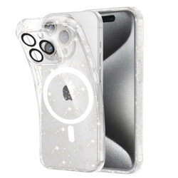 Husa sclipici iPhone 15 Pro Max Techsuit SparkleSkin MagSafe, transparenta