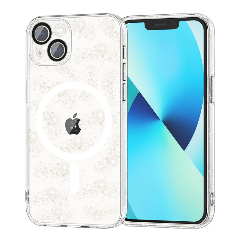 Husa sclipici iPhone 13 Techsuit SparkleSkin MagSafe, transparenta