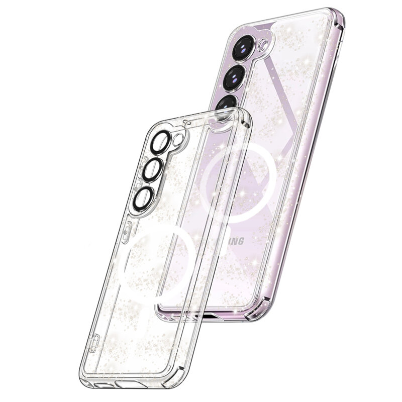 Husa sclipici Samsung Galaxy S23 Plus Techsuit SparkleSkin MagSafe, transparenta