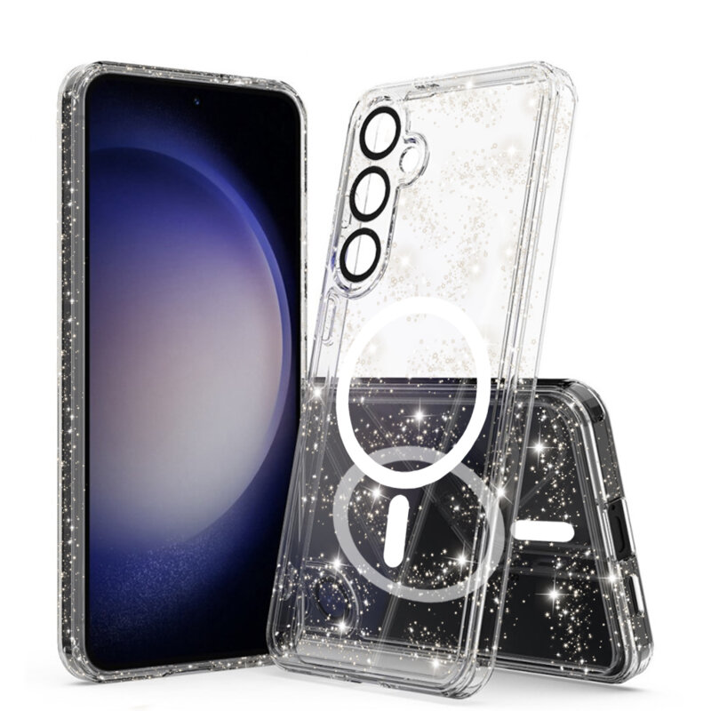 Husa sclipici Samsung Galaxy S24 Plus Techsuit SparkleSkin MagSafe, transparenta