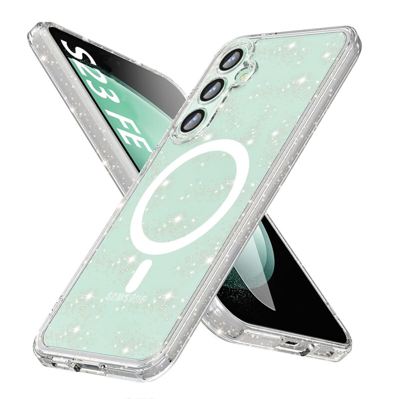 Husa sclipici Samsung Galaxy S23 FE Techsuit SparkleSkin MagSafe, transparenta
