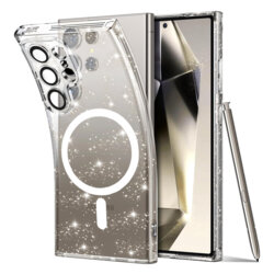 Husa sclipici Samsung Galaxy S24 Ultra Techsuit SparkleSkin MagSafe, transparenta