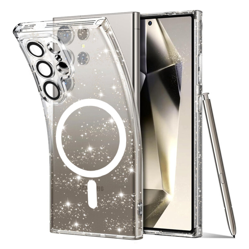 Husa sclipici Samsung Galaxy S24 Ultra Techsuit SparkleSkin MagSafe, transparenta