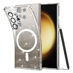 Husa sclipici Samsung Galaxy S23 Ultra Techsuit SparkleSkin MagSafe, transparenta