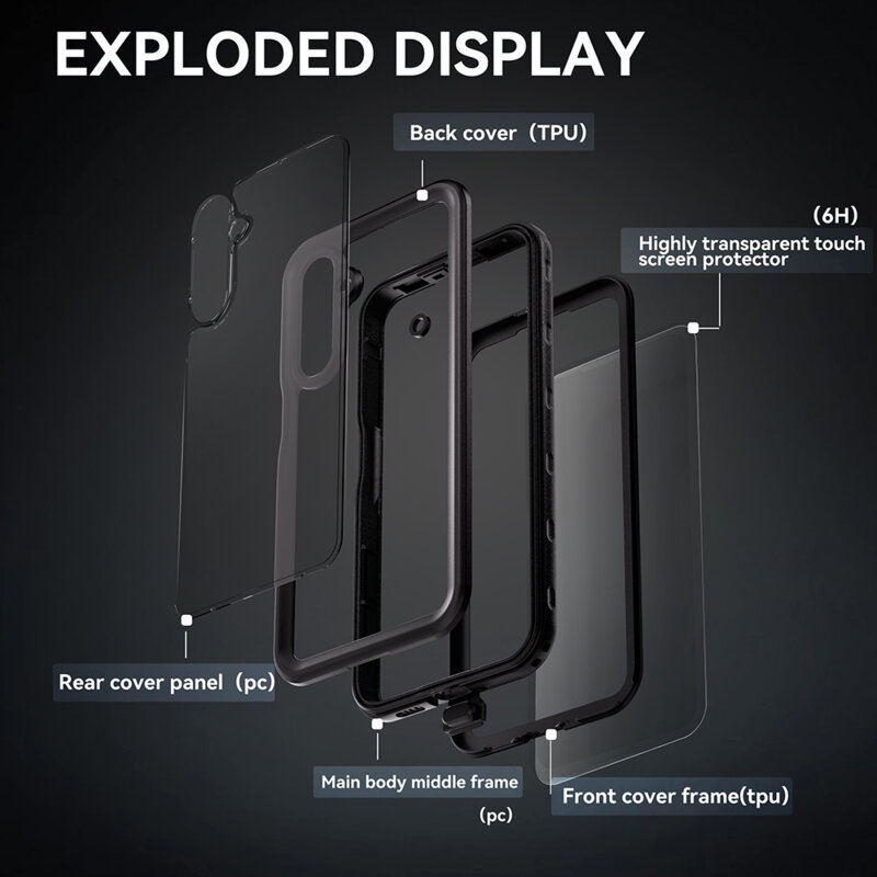 Husa impermeabila Samsung Galaxy A16 5G ShellBox Waterproof IP68, negru