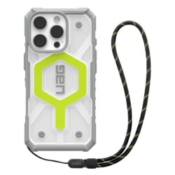 Husa iPhone 16 Pro UAG Pathfinder Clear Magsafe, Active Neon Lanyard