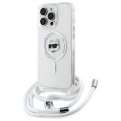 Husa iPhone 16 Karl Lagerfeld IML Crossbody MagSafe, transparent, Choupette`s Head, KLHMP16SHCCHNT