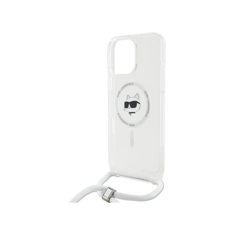 Husa iPhone 16 Karl Lagerfeld IML Crossbody MagSafe, transparent, Choupette`s Head, KLHMP16SHCCHNT