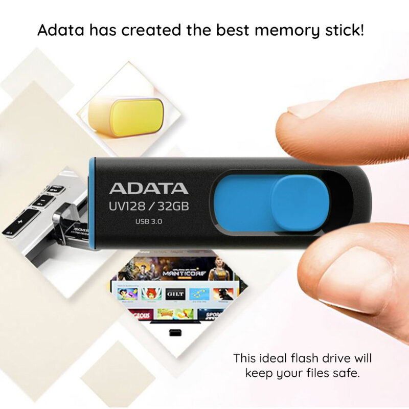 Memorie externa 64GB Adata, USB 3.2, AUV128-64G-RBE, negru/albastru