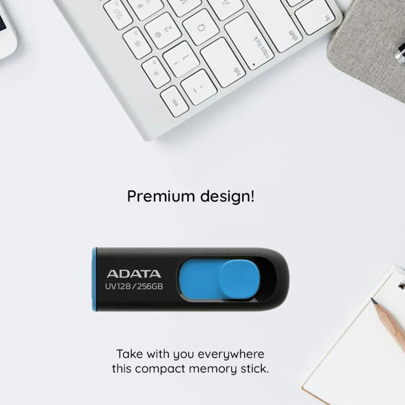 Memorie externa 64GB Adata, USB 3.2, AUV128-64G-RBE, negru/albastru