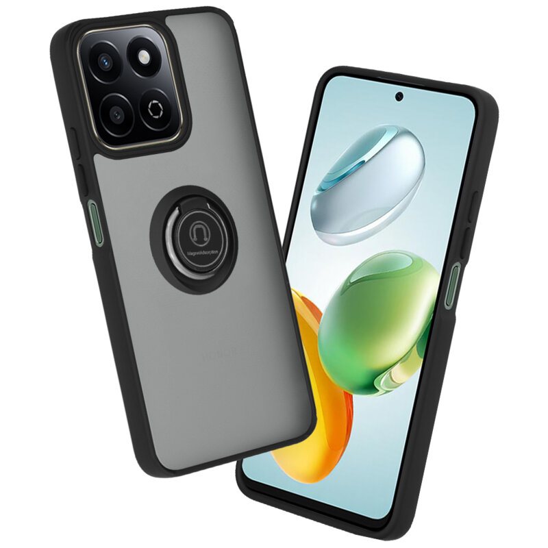 Husa Honor 200 Smart Techsuit Glinth cu inel suport stand magnetic, negru
