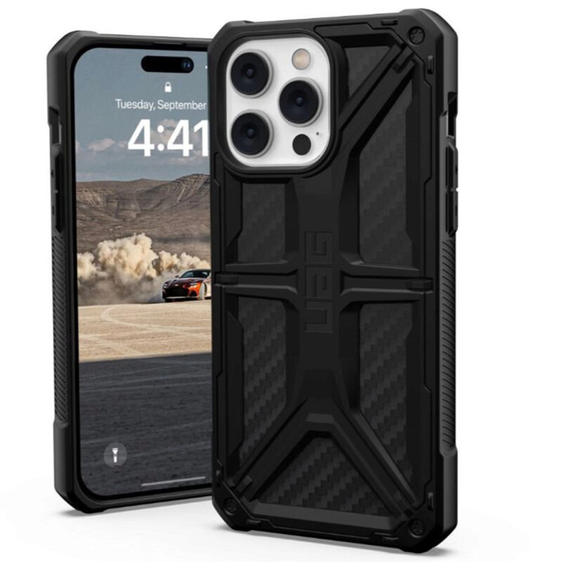 Husa iPhone 14 Pro Max UAG Monarch, Carbon Fiber