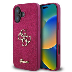 Husa Guess Glitter Fixed Big 4G iPhone 16 cu sclipici, mov, GUHCP16SHG4SGU