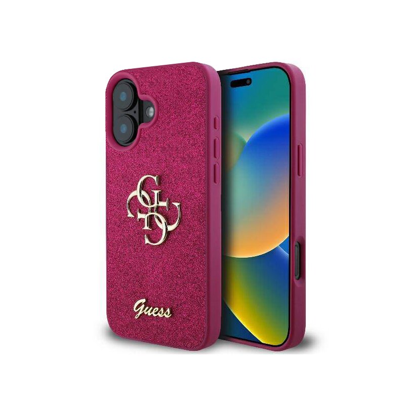 Husa Guess Glitter Fixed Big 4G iPhone 16 cu sclipici, mov, GUHCP16SHG4SGU