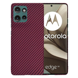 Husa Motorola Edge 50 Techsuit Carbonite FiberShell, rosu