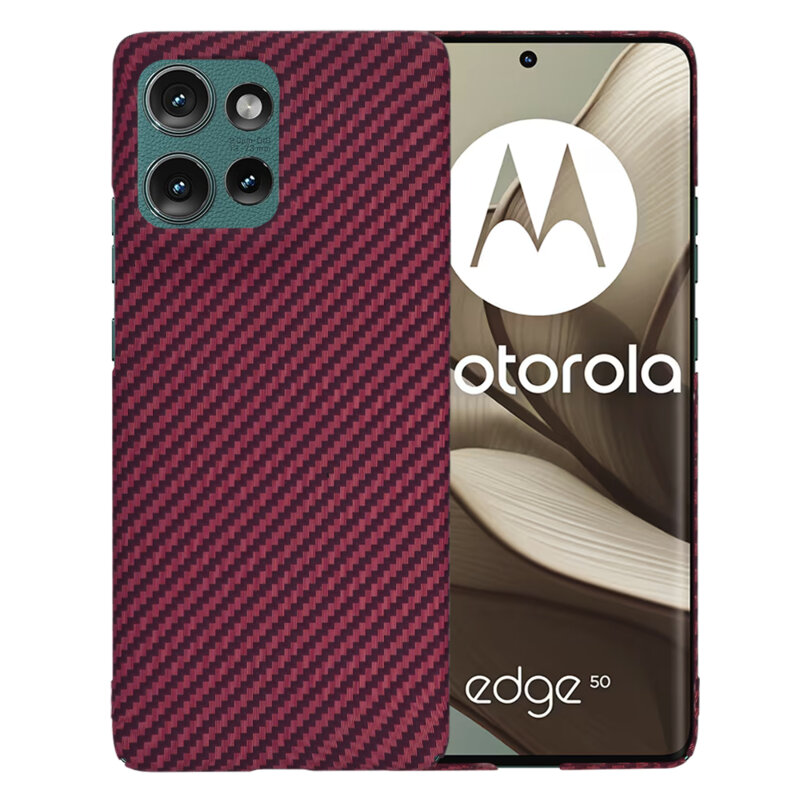Husa Motorola Edge 50 Techsuit Carbonite FiberShell, rosu
