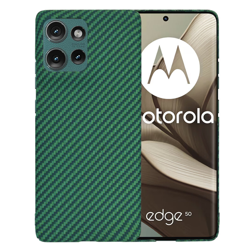 Husa Motorola Edge 50 Techsuit Carbonite FiberShell, verde