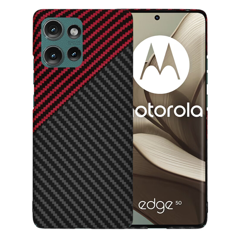 Husa Motorola Edge 50 Techsuit Carbonite FiberShell, rosu inchis