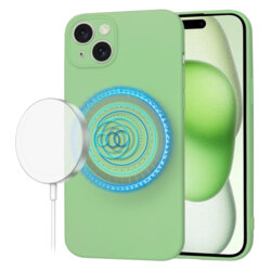 Husa silicon iPhone 15 Plus Techsuit SoftFlex MagSafe, verde deschis