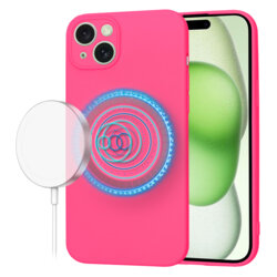 Husa silicon iPhone 15 Plus Techsuit SoftFlex MagSafe, fucsia