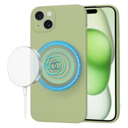 Husa silicon iPhone 15 Plus Techsuit SoftFlex MagSafe, verde