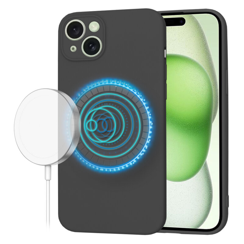 Husa silicon iPhone 15 Plus Techsuit SoftFlex MagSafe, negru