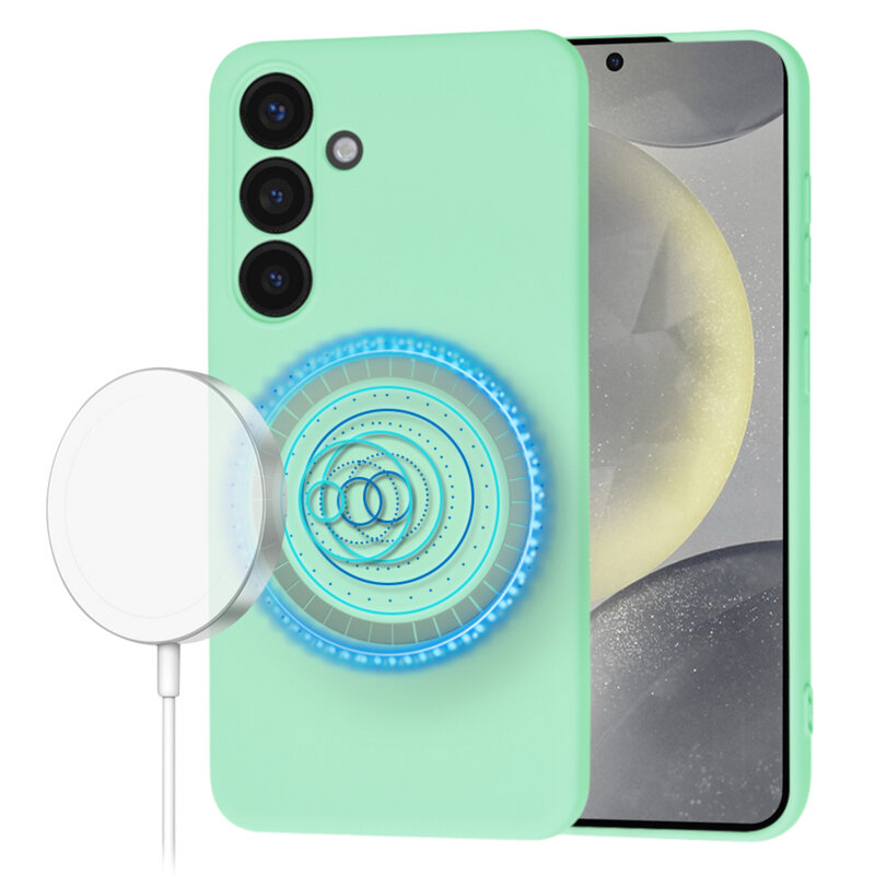 Husa silicon Samsung Galaxy S24 Techsuit SoftFlex MagSafe, verde deschis